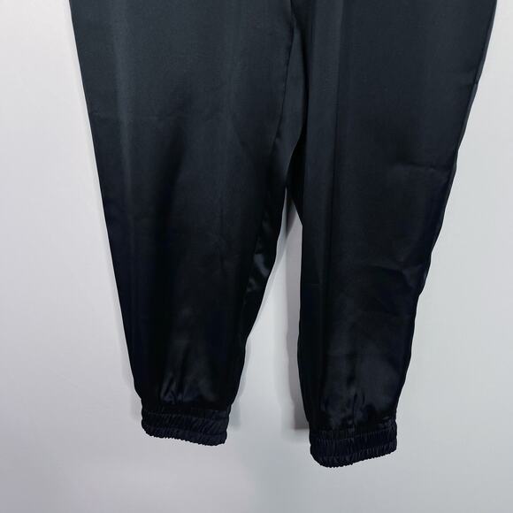 Gibson Look XSmall XS Black Satin Look Cinch Bottom Joggers Tie Waist Pockets - Picture 4 of 11